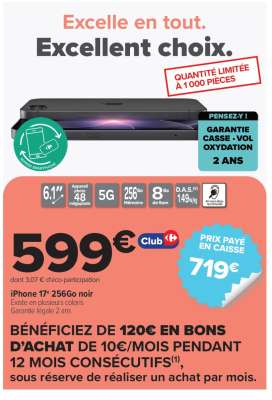 iPhone 17 256Go noir