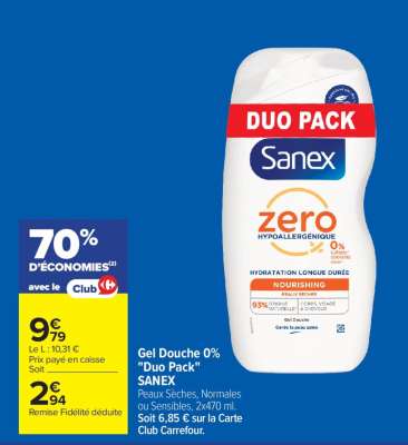 Gel Douche 0% "Duo Pack" SANEX