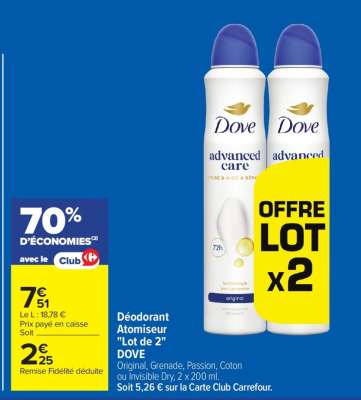 Déodorant atomiseur "Lot de 2" DOVE