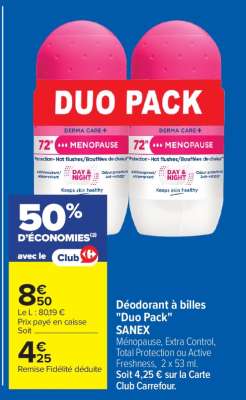 Déodorant à billes "Duo Pack" SANEX