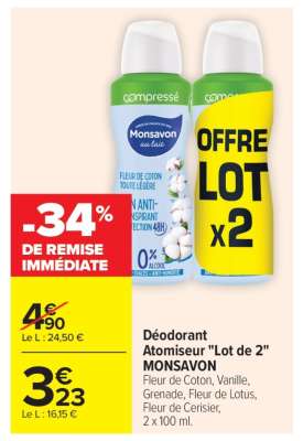Déodorant Atomiseur "Lot de 2" MONSAVON
