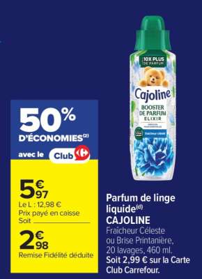 Parfum de linge liquide CAJOLINE