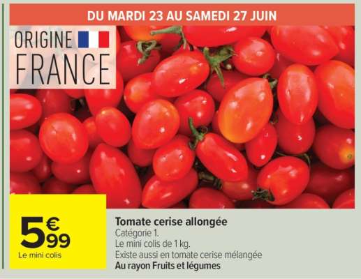 Tomate cerise allongée
