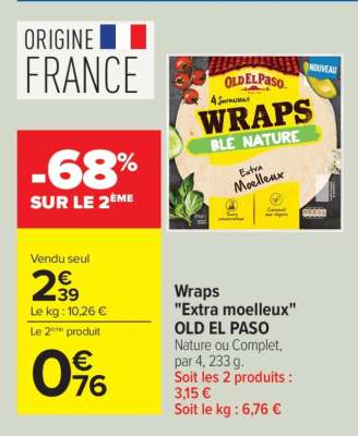 WRAPS EXTRA MOELLEUX “OLD EL PASO”