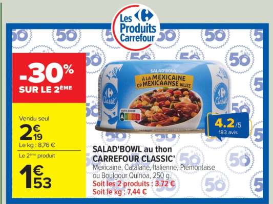 Salad'Bowl au thon CARREFOUR CLASSIC'