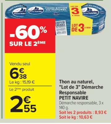 Thon au naturel, "Lot de 3" Démarche Responsable PETIT NAVIRE