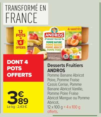 Desserts fruitiers ANDROS