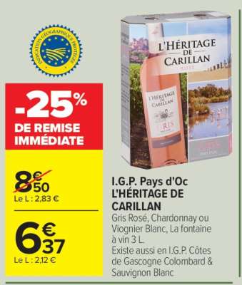 I.G.P. PAYS D'OC L'HÉRITAGE DE CARILLAN