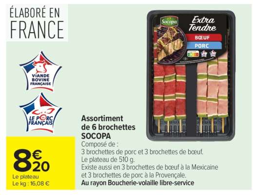 Assortiment de 6 brochettes SOCOPA