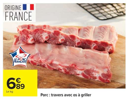 Porc : travers avec os à griller