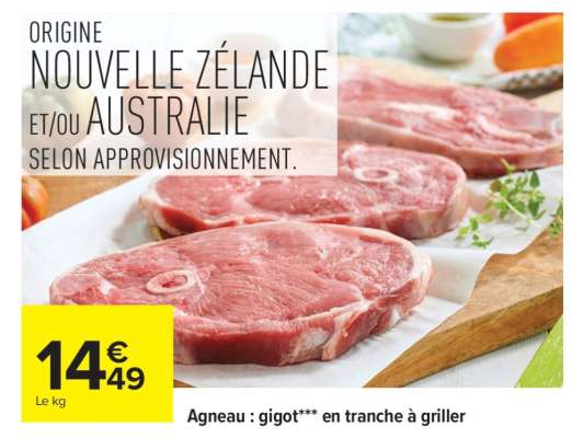 Agneau : gigot*** en tranche à griller