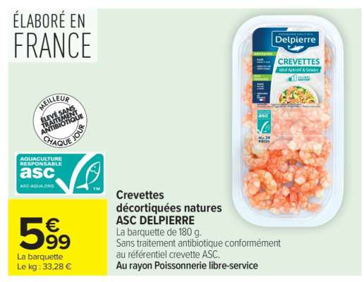Crevettes décortiquées natures ASC DELPIERRE