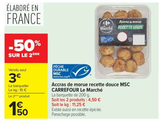 Accras de morue recette douce MSC CARREFOUR Le Marché
