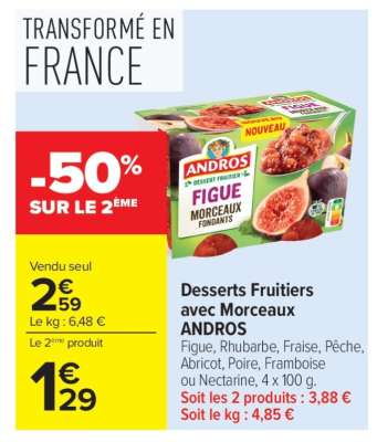 Desserts Fruitiers avec Morceaux ANDROS
