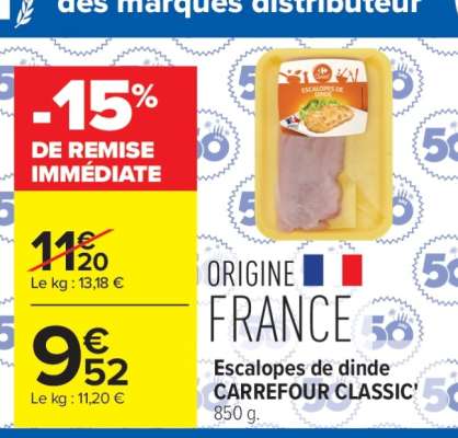 Escalopes de dinde CARREFOUR CLASSIC'