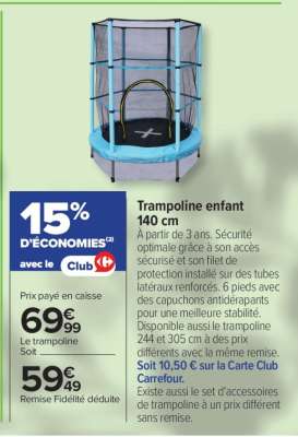 Trampoline enfant 140 cm