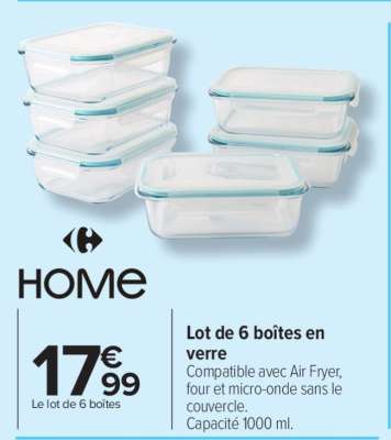 Lot de 6 boîtes en verre
