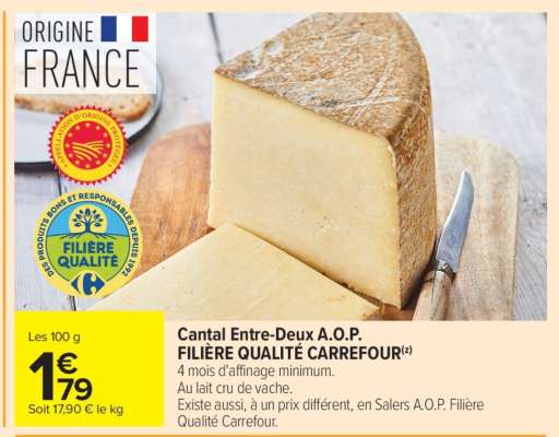 Cantal Entre-Deux A.O.P. FILIÈRE QUALITÉ CARREFOUR