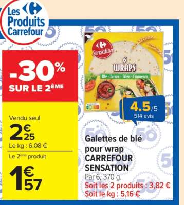 Galettes de blé pour wrap CARREFOUR SENSATION