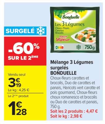 Mélange 3 Légumes surgelés BONDUELLE