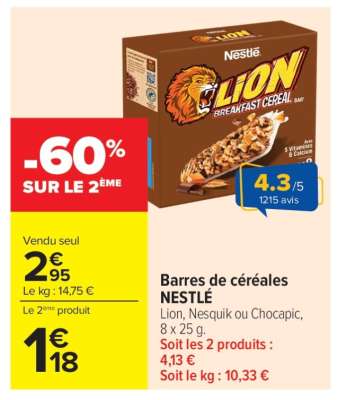 BARRES DE CÉRÉALES NESTLE