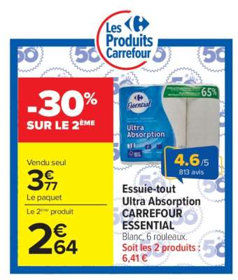 Essuie-tout Ultra absorption CARREFOUR ESSENTIAL