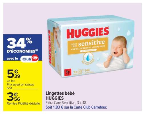 LINGETTES BÉBÉ “HUGGIES”