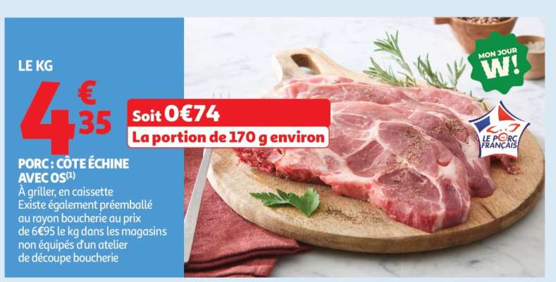 Porc : Côte Échine Avec Os