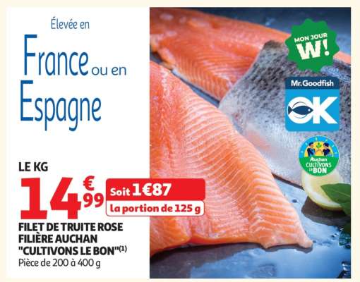 Filet De Truite Rose Filière Auchan "Cultivons Le Bon"