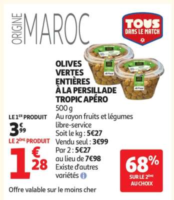 OLIVES VERTES ENTIÈRES À LA PERSILLADE 'TROPIC APÉRO'