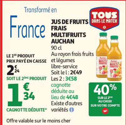 JUS DE FRUITS FRAIS MULTIFRUITS AUCHAN