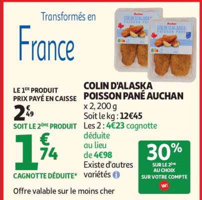 COLIN D'ALASKA POISSON PANÉ AUCHAN