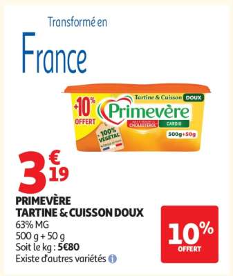 PRIMEVÈRE TARTINE & CUISSON DOUX