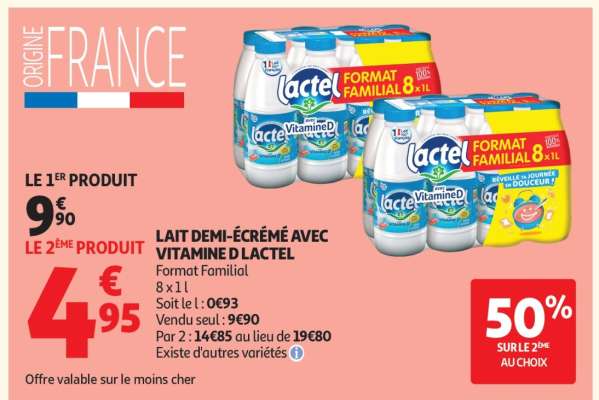 LAIT DEMI-ÉCRÉMÉ AVEC VITAMINE D LACTEL