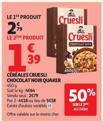 Céréales Cruesli Chocolat Noir Quaker