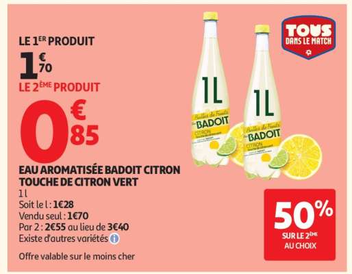 EAU AROMATISÉE BADOIT CITRON TOUCHE DE CITRON VERT