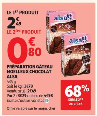 PRÉPARATION GÂTEAU MOELLEUX CHOCOLAT ALSA
