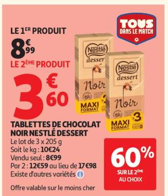 Tablettes De Chocolat Noir Nestle Dessert