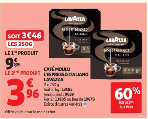 CAFÉ MOULU L'ESPRESSO ITALIANO LAVAZZA