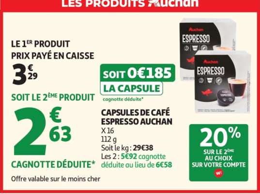 CAPSULES DE CAFÉ ESPRESSO AUCHAN