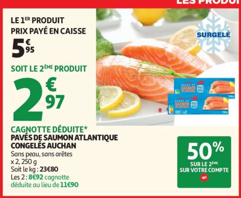 Pavés De Saumon Atlantique Congelés Auchan