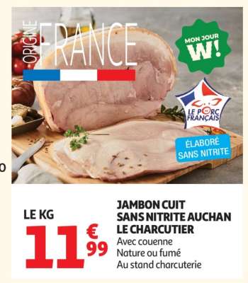 JAMBON CUIT SANS NITRITE AUCHAN LE CHARCUTIER