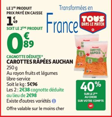 Carottes Rapées Auchan