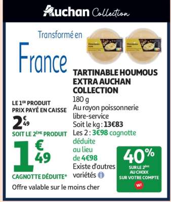 TARTINABLE HOUMOUS EXTRA AUCHAN COLLECTION