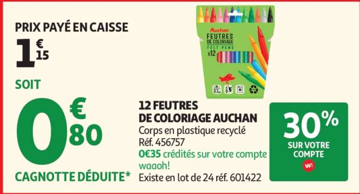 12 Feutres De Coloriage Auchan