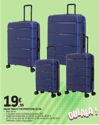 VALISE TROLLEY POLYPROPYLÈNE 55 CM