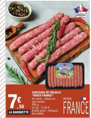 Saucisses de volaille DOUCE FRANCE