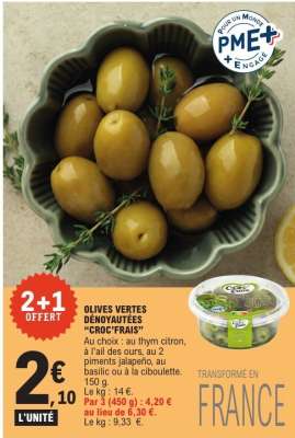 OLIVES VERTES DÉNOYAUTÉES 'CROC FRAIS'