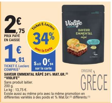 SAVEUR EMMENTAL RÂPÉ 24% MAT.GR. "VIOLIFE"