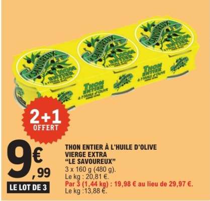 Thon Entier À L'huile D'olive Vierge Extra Le Savoureux